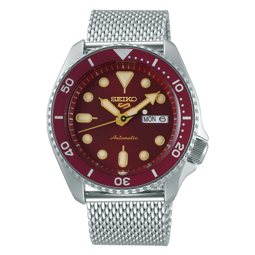 Seiko 5 Sports Suits Style Stainless Steel / Red / Mesh